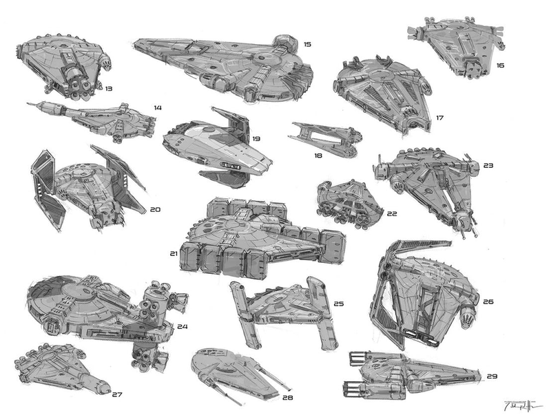 Illustration for article titled Estos son los extraños diseños que pudo haber tenido el Halcón Milenario en Solo: A Star Wars Story